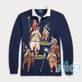 Taehyung V Ralph Lauren The Five Horsemen Rugby Long Sleeve Polo Shirt - close-up of the collar and upper