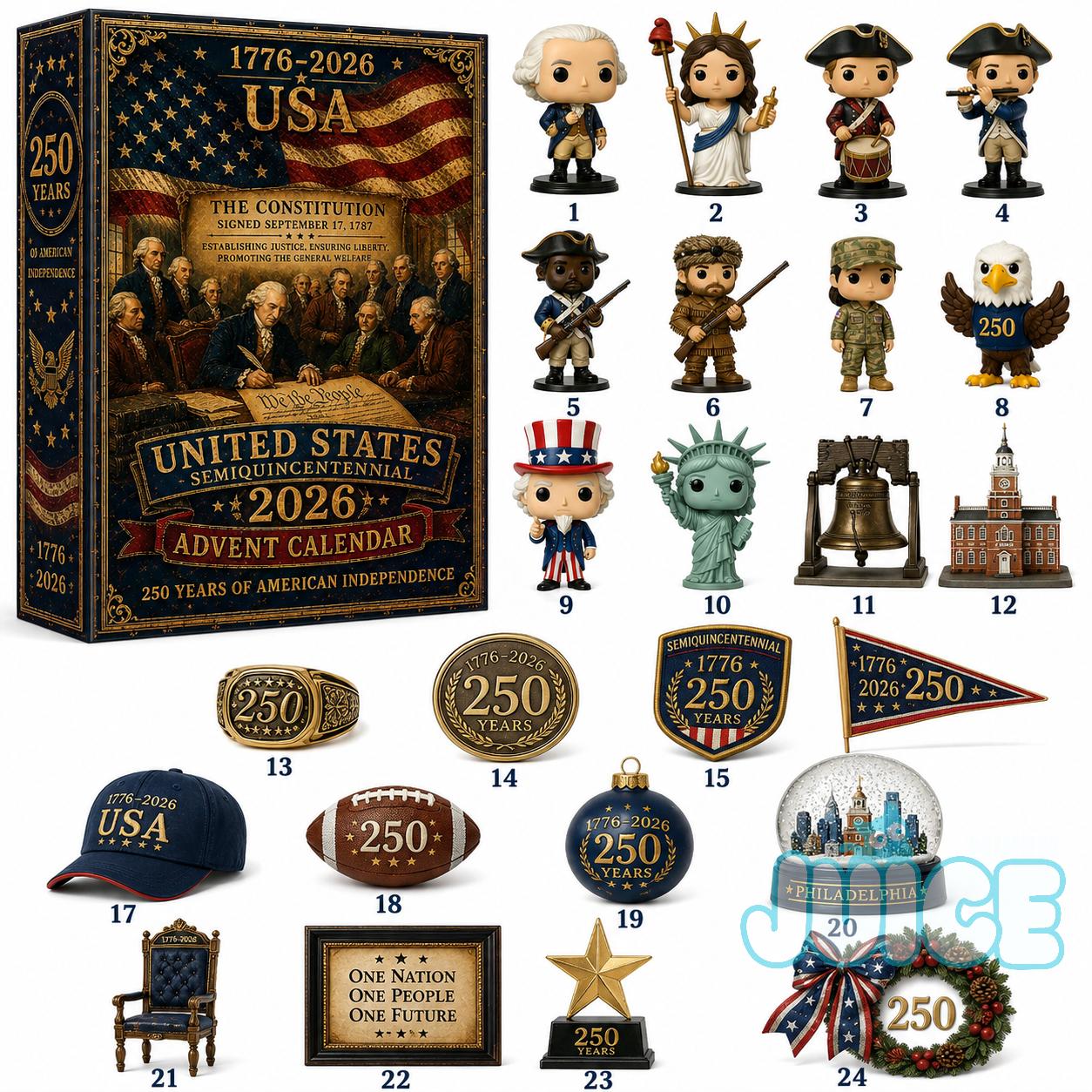 United States Semiquincentennial 2026 250 Years of American Independence Advent Calendar - full collection