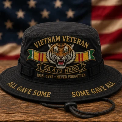 Vietnam Veteran 58,479 Hero Never Forgotten 1955-1975 Tiger Boonie Hat
