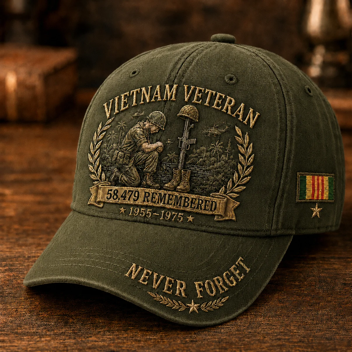 Vietnam Veteran 58,479 Remembered 1955-1975 Cap Vietnam Veteran 58,479 Remembered 1955-1975 Cap