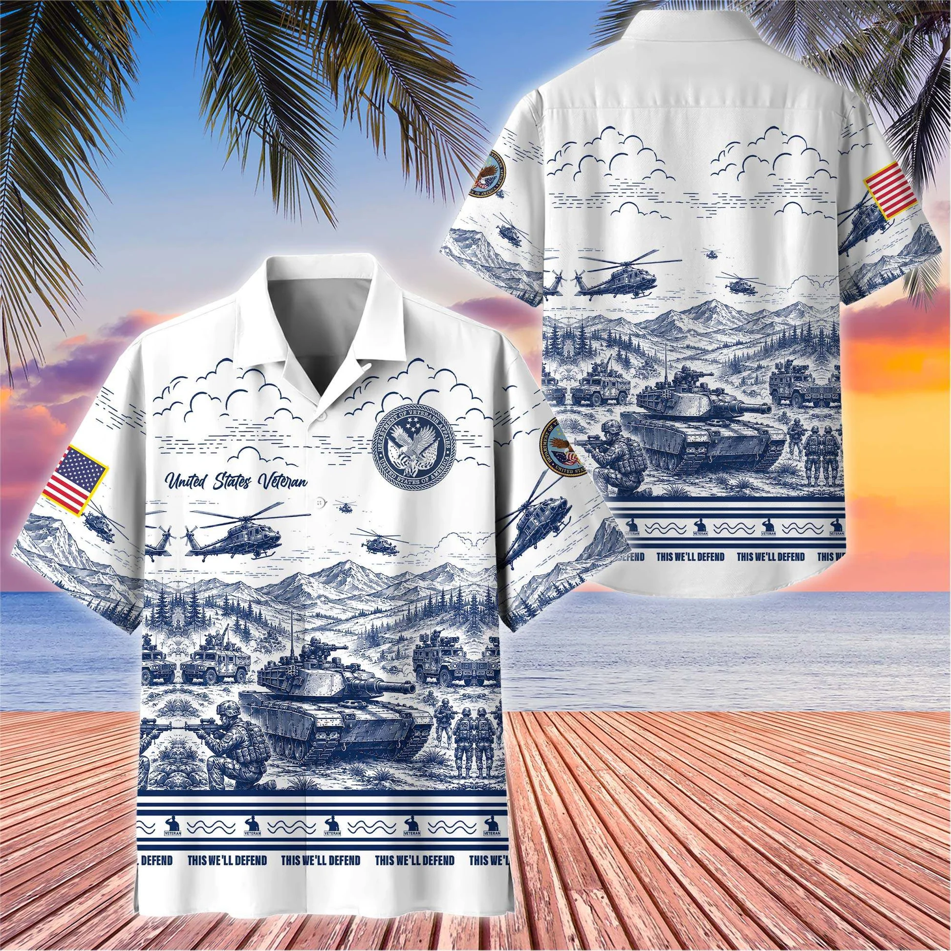 Vietnam Veterans of America Engraved Military Landscape Hawaiian Shirt - Detail View