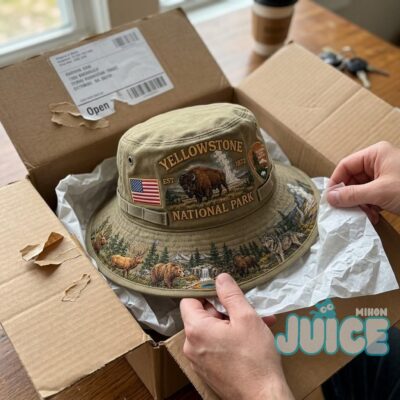 Yellowstone National Park Wildlife Landscape Bucket Hat